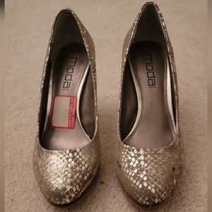 Gold Snakeskin Heels